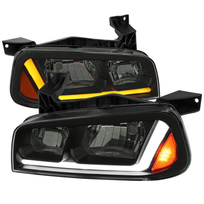 Spec-D 06-10 Dodge Charger SEQ LED Headlights OEM Style Black/Smoked
