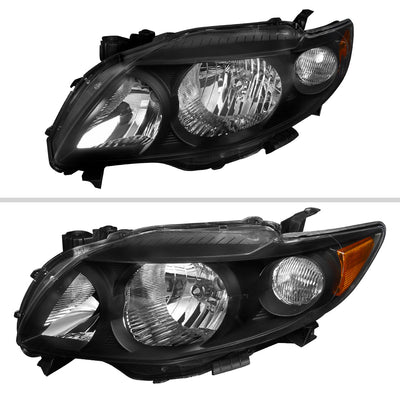 Spec-D 09-10 Corolla Headlights OEM Style Amber Reflectors Black