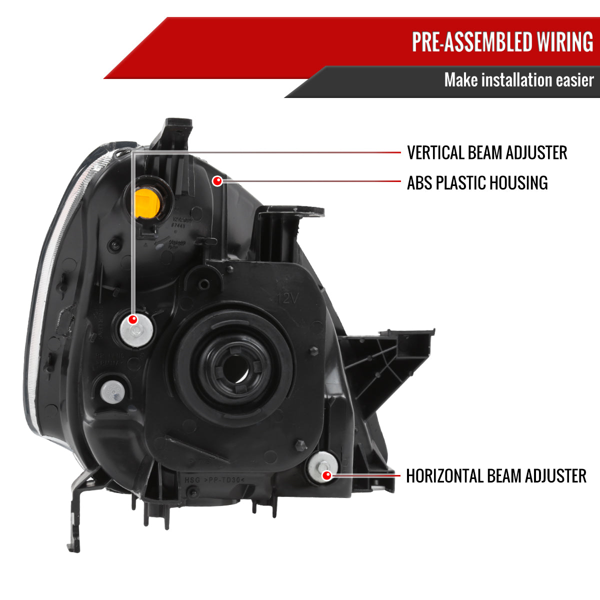 Spec-D 02-04 Honda CR-V Headlights OEM Style Black Amber