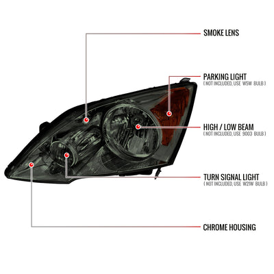 Spec-D 07-11 Honda CR-V OE Style Chrome w/ Smoked Lens Headlights