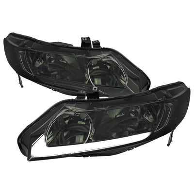 Spec-D 06-11 Honda Civic 4DR Headlights OEM Style Strip Smoked