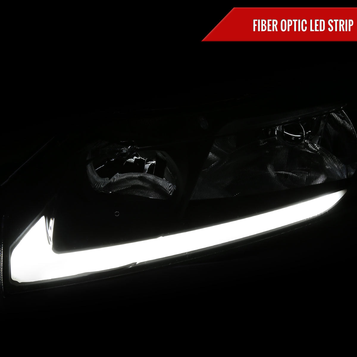 Spec-D 06-11 Honda Civic 4DR Headlights OEM Style LED Strip Black