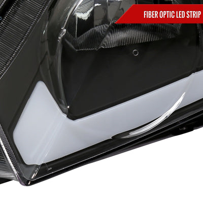 Spec-D 06-11 Honda Civic 4DR Headlights OEM Style LED Strip Black