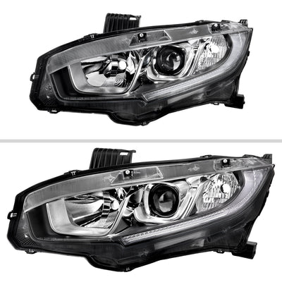Spec-D 16-21 Honda Civic Projector Headlights OEM Style Chrome