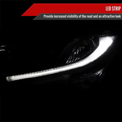 Spec-D 16-21 Honda Civic Headlights LED Strip OEM Style Black/Smoked