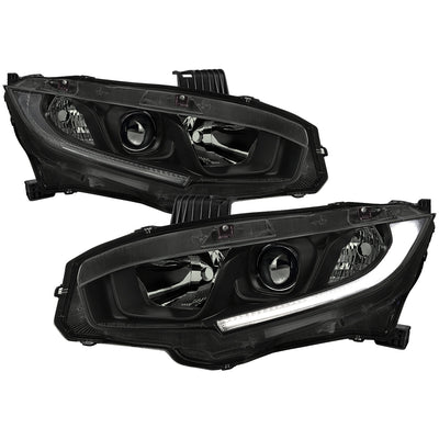 Spec-D 16-21 Honda Civic Headlights LED Strip OEM Style Black/Smoked
