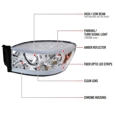 Spec-D 06-08 Ram 1500/06-09 Ram 2500 3500 Tube with Headlights