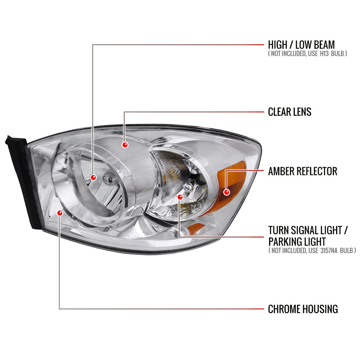Spec-D 06-08 Ram 1500/06-09 Ram 2500 3500 OE Style Headlights