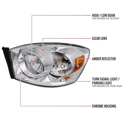 Spec-D 06-08 Ram 1500/06-09 Ram 2500 3500 OE Style Headlights