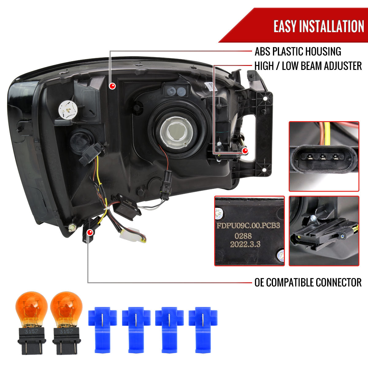 Spec-D 06-08 Ram 1500/06-09 Ram 2500 3500 Headlights Smoked