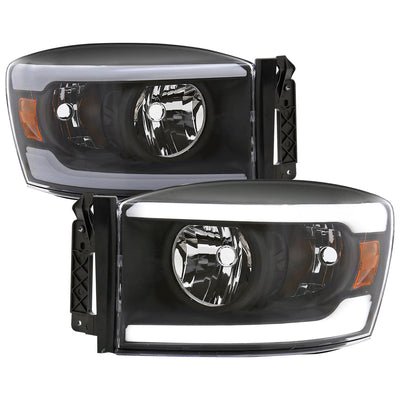 Spec-D 06-08 Ram 1500 2500 3500 Headlights LED Tube OEM Style Black