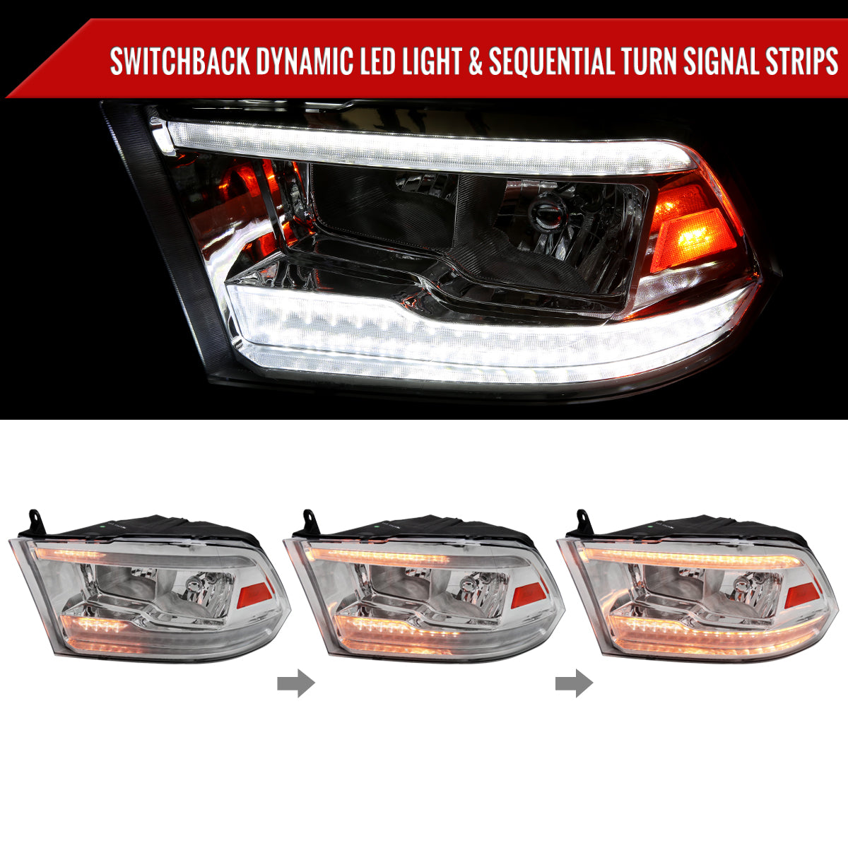 Spec-D 09-18 Ram 1500/10-18 Ram 2500 3500 Headlights Dual SEQ Bar