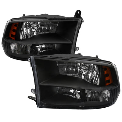 Spec-D 09-18 Ram 1500/2500/3500 Headlights OEM Quad Style Black Clear