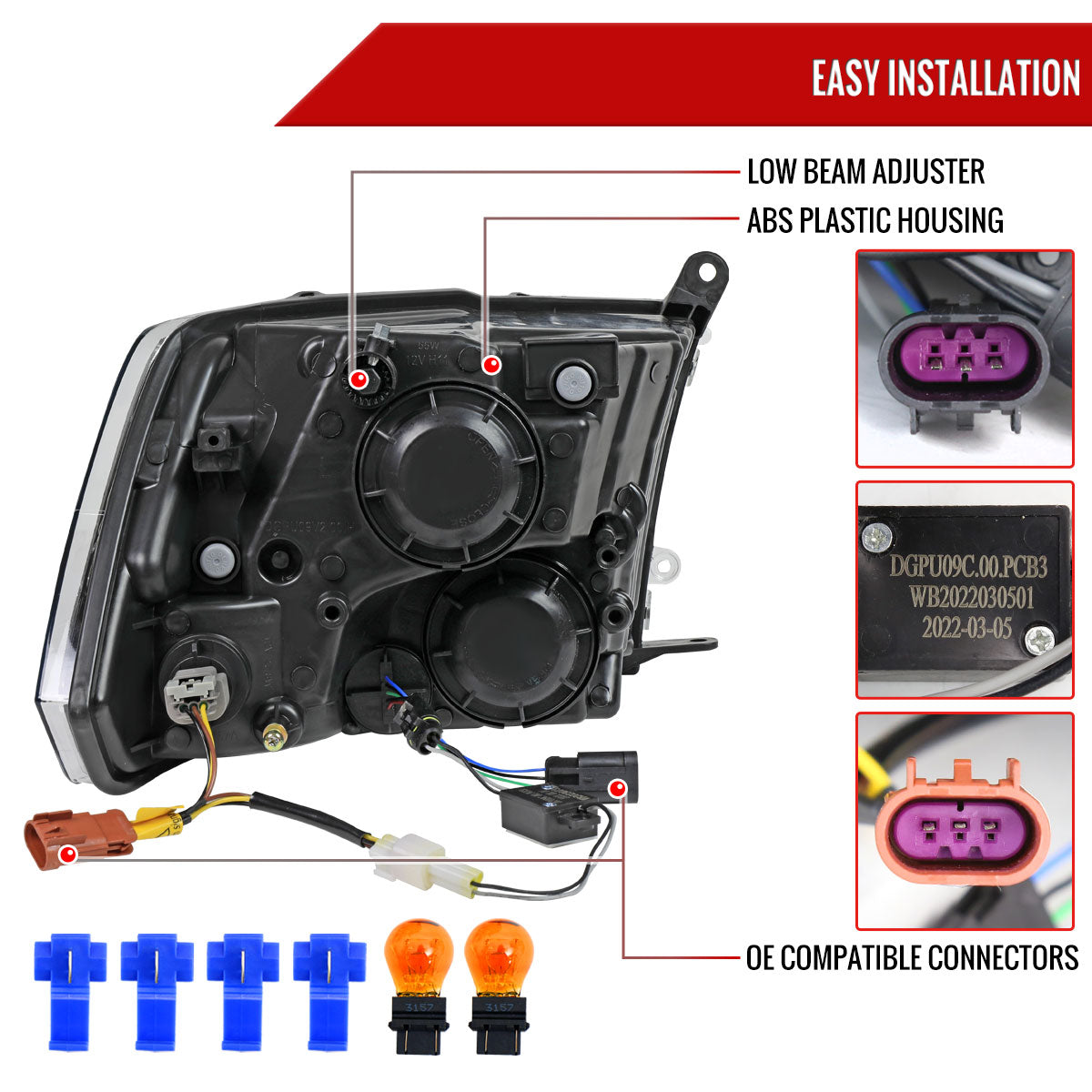 Spec-D 09-19 Ram 1500 2500 3500 Quad Style with Tube Headlights Chrome
