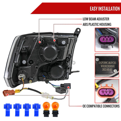 Spec-D 09-19 Ram 1500 2500 3500 Quad Style with Tube Headlights Chrome