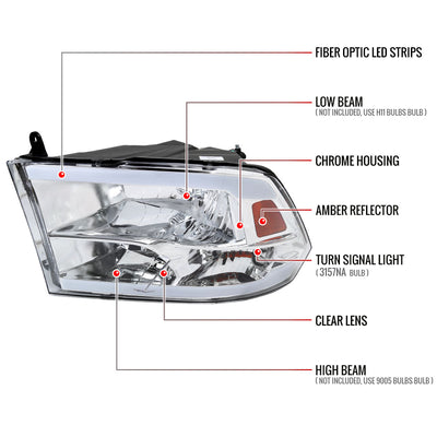 Spec-D 09-19 Ram 1500 2500 3500 Quad Style with Tube Headlights Chrome