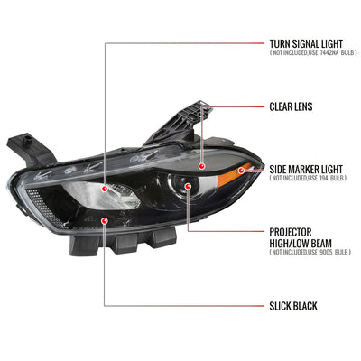 Spec-D 13-16 Dodge Dart Driver Projector Black Replacement