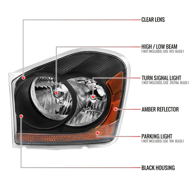 Spec-D 04-06 Dodge Durango Headlights OEM Style Chrome Amber