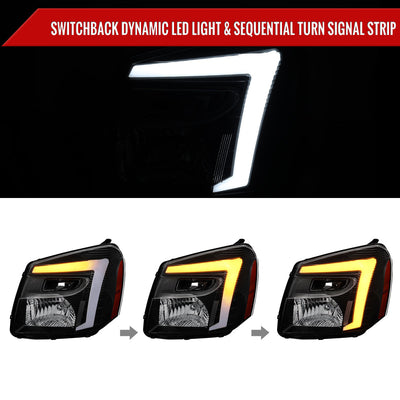 Spec-D 05-09 Equinox OEM Style with SEQ Bar Matte Headlights Black