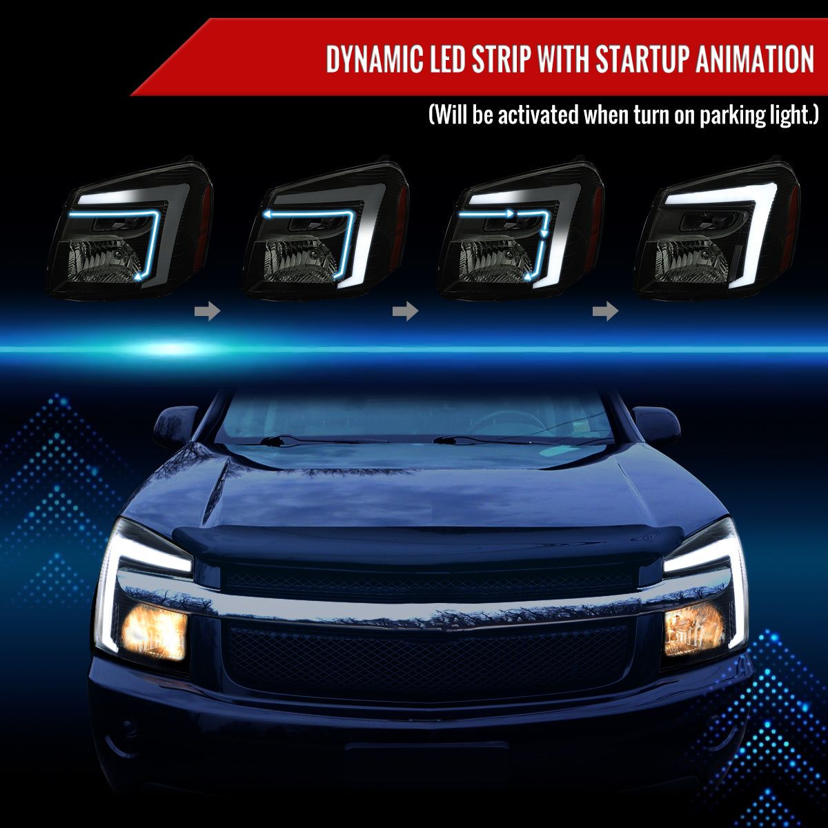 Spec-D 05-09 Equinox Headlights OEM Style Sequential Black/Smoked