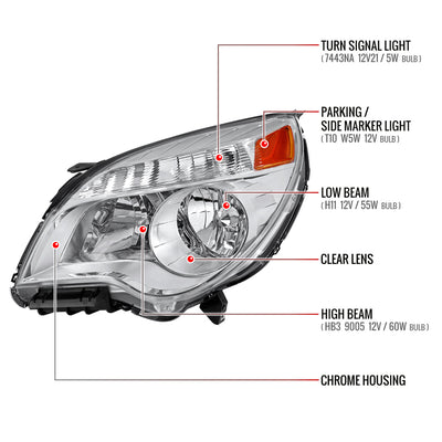 Spec-D 10-15 Chevy Equinox Headlights OEM Style Chrome