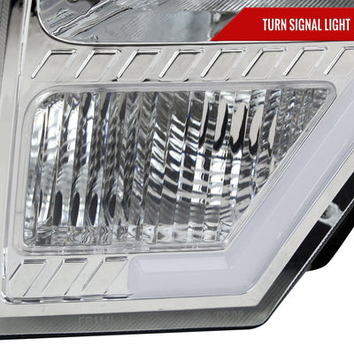Spec-D 09-14 Ford F-150 LED Bar Headlights Amber Reflector Chrome