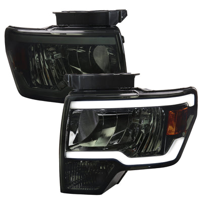 Spec-D 09-14 Ford F-150 LED Tube Headlights OEM Style Chrome/Smoked