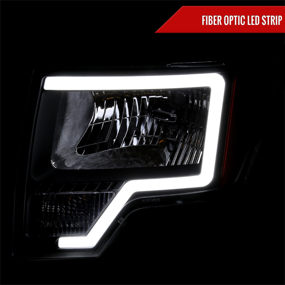 Spec-D 09-14 Ford F-150 Headlights LED Bar OEM Style Black