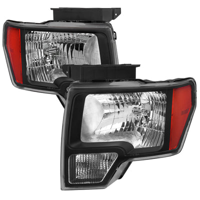 Spec-D 09-14 Ford F-150 Headlights OEM Style Matte Black/Clear