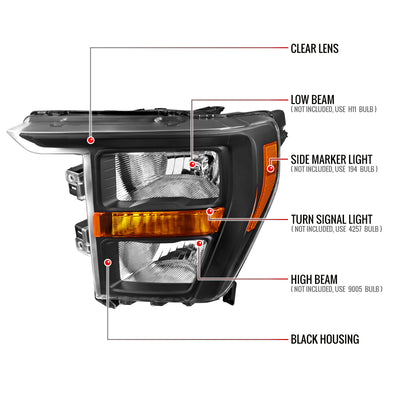 Spec-D 21-23 Ford F-150 Driver Headlight OEM Black Replacement