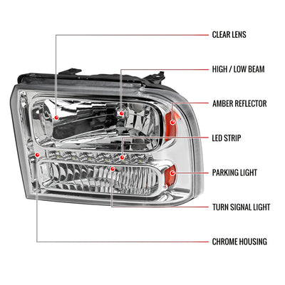 Spec-D 05-07 Ford F-250 F-350 Headlights Projector Chrome/Clear