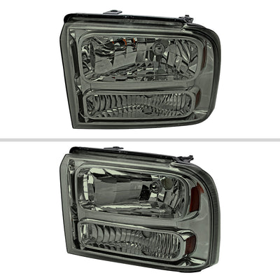 Spec-D 05-07 Ford F-250 Super Duty Headlights Smoked/Amber Reflector