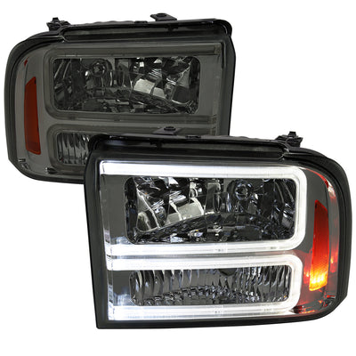 Spec-D 05-07 Ford F-250 F-350 Headlights Projector Jet Black/Smoked G3