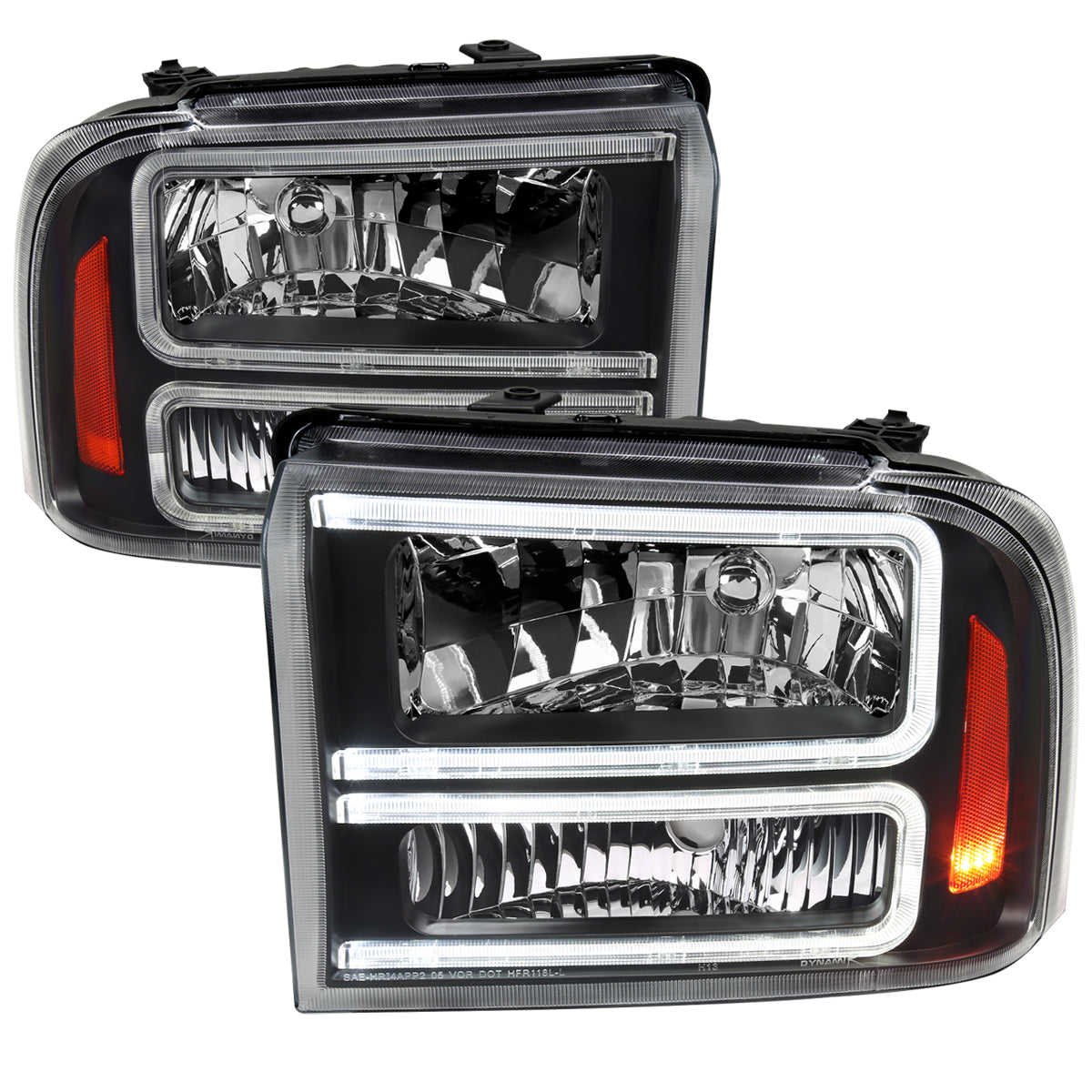 Spec-D 05-07 F250/F350/F450/F550 Super Duty Headlights OEM Style Black