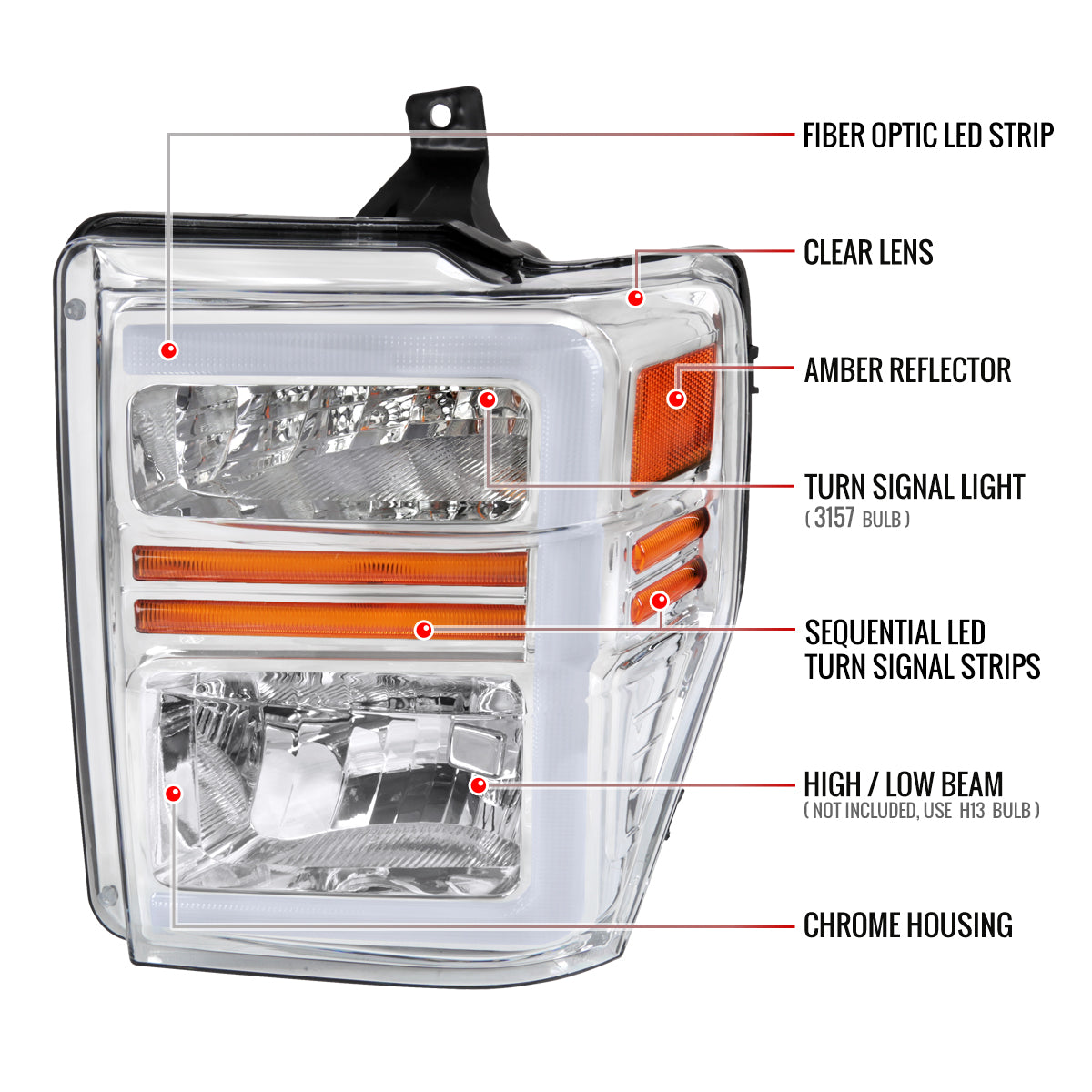 Spec-D 08-10 F250/F350/F450/F550 Super Duty SEQ OE Style Headlights