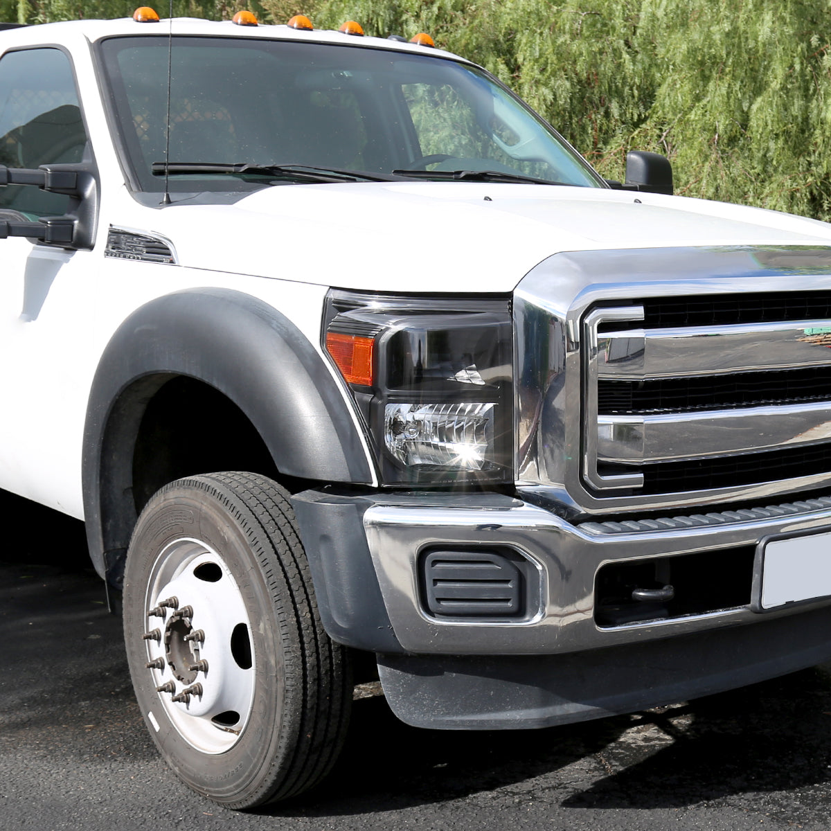 Spec-D 11-16 F250/F350/F450/F550 Super Duty Headlights Black/Amber
