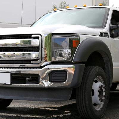 Spec-D 11-16 F250/F350/F450/F550 Super Duty Headlights Black/Amber