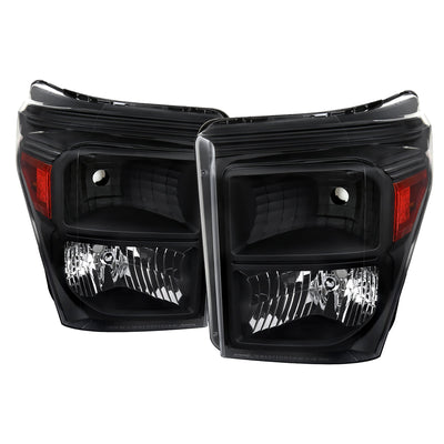Spec-D 11-16 F250/F350/F450/F550 Super Duty Headlights Black/Amber
