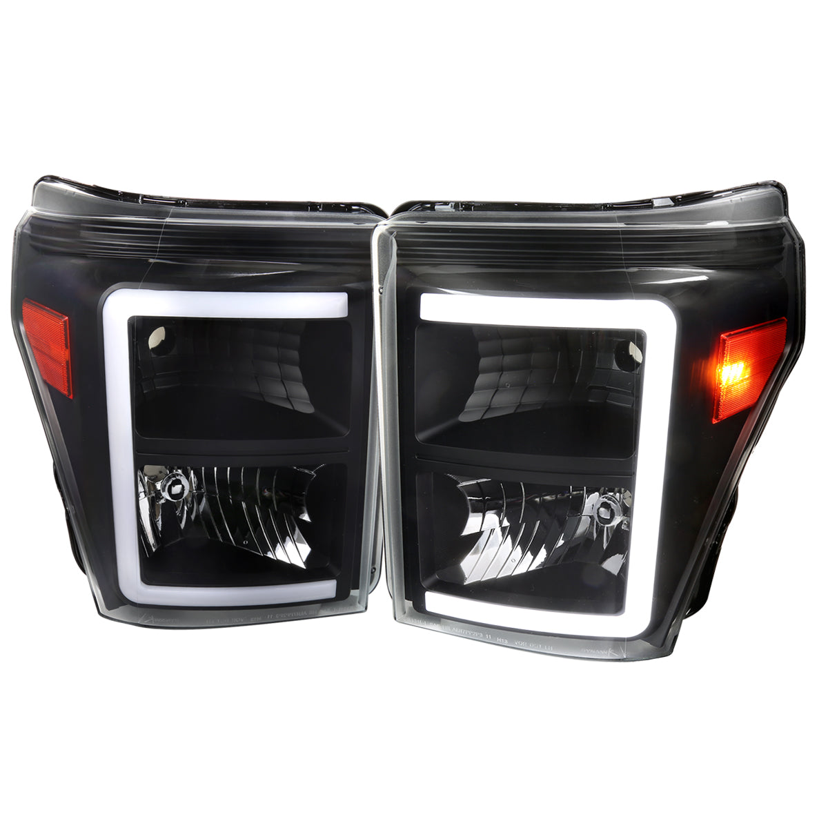 Spec-D 11-16 F250/F350/F450/F550 Super Duty Headlights Black/Clear