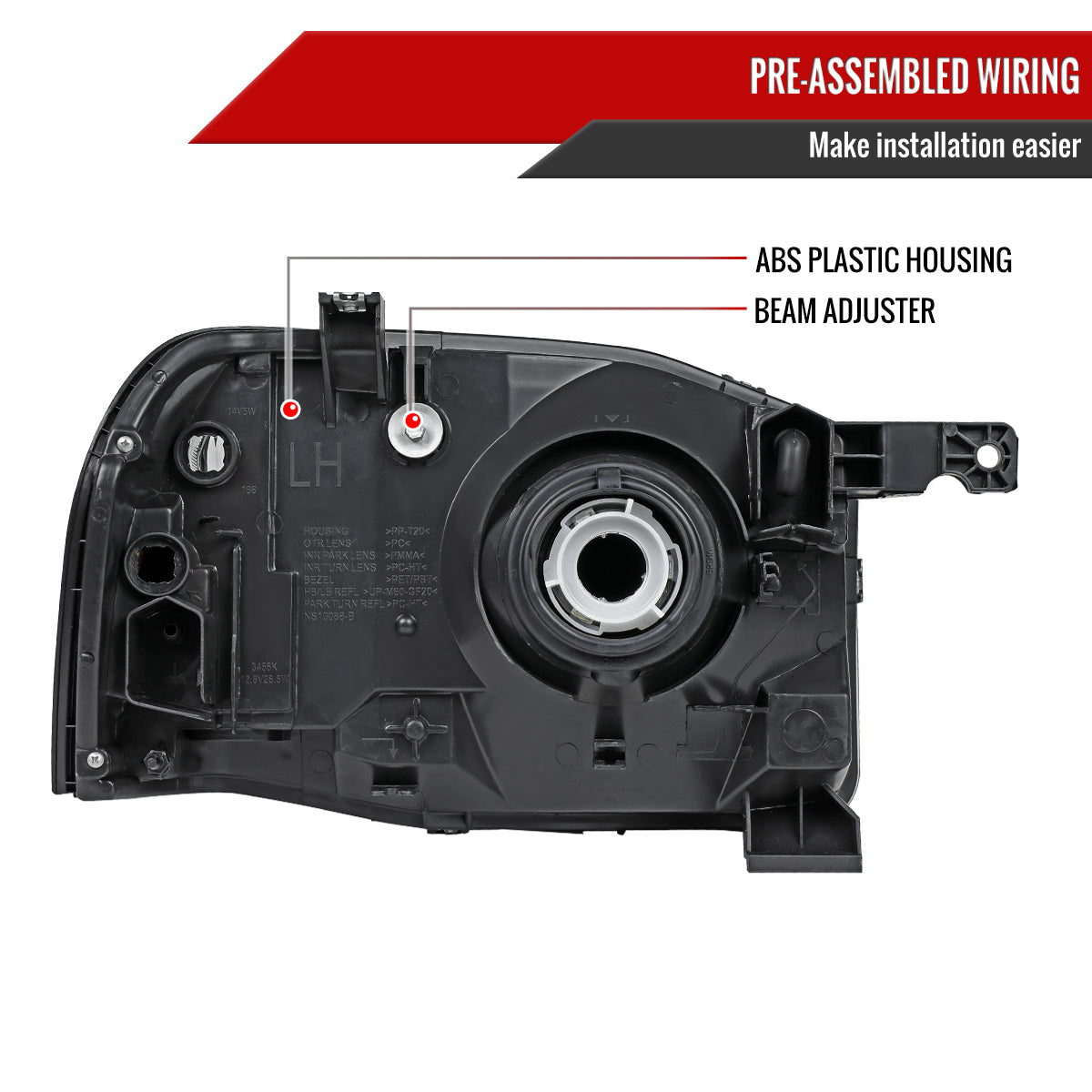 Spec-D 01-04 Nissan Frontier XE Headlights OEM Style Black