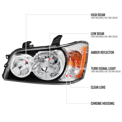 Spec-D 01-03 Highlander Headlights OEM Style Chrome