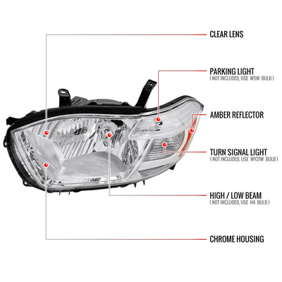 Spec-D 08-10 Highlander Headlights OEM Halogen Replacement Chrome
