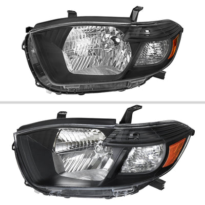 Spec-D 08-10 Toyota Highlander Headlights OEM Style Matte Black/Clear