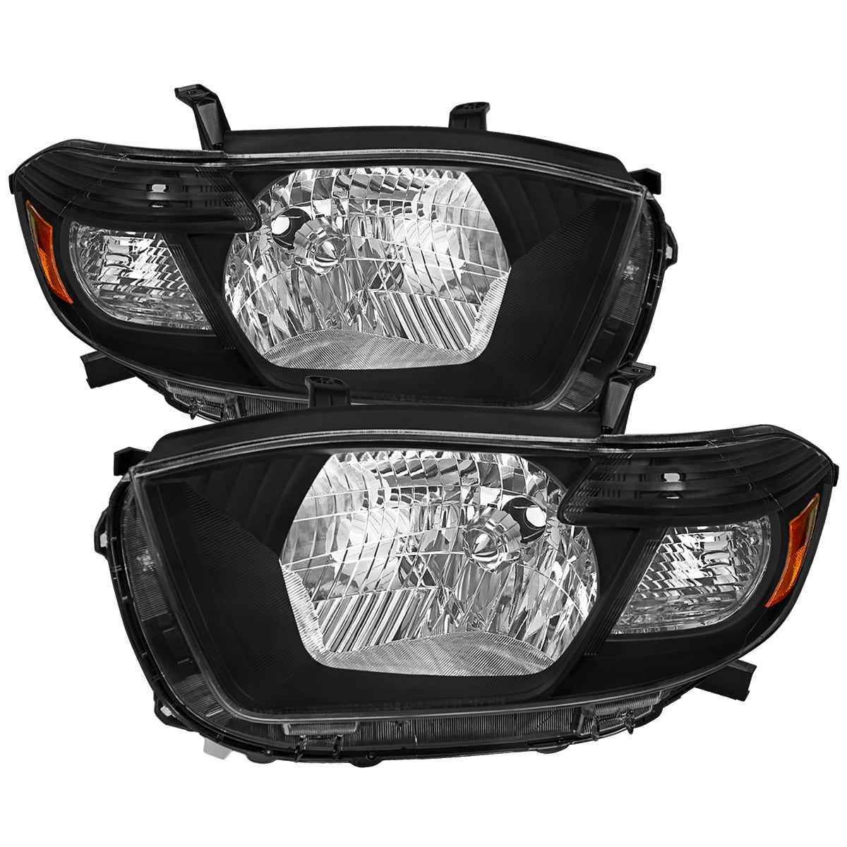 Spec-D 08-10 Toyota Highlander Headlights OEM Style Matte Black/Clear