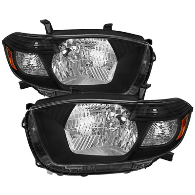 Spec-D 08-10 Toyota Highlander Headlights OEM Style Matte Black/Clear