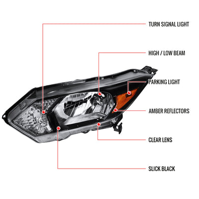 Spec-D 16-18 Honda HR-V Driver Headlight Black Replacement