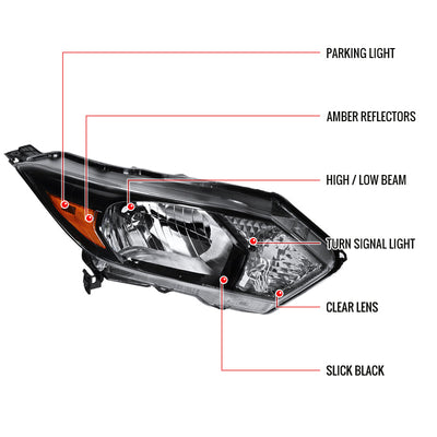 Spec-D 16-18 Honda HR-V Passenger Headlight Black Replacement