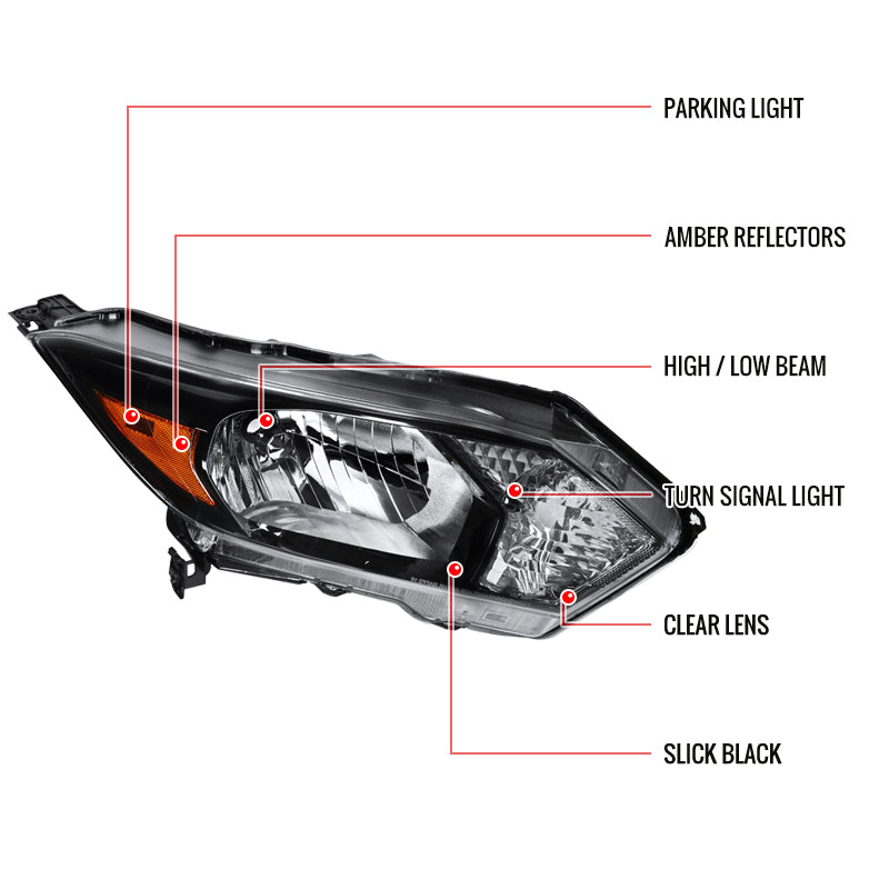 Spec-D 16-18 Honda HR-V Passenger Headlight Black Replacement