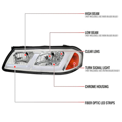 Spec-D 00-05 Chevy Impala Headlights LED Bar OEM Style Chrome