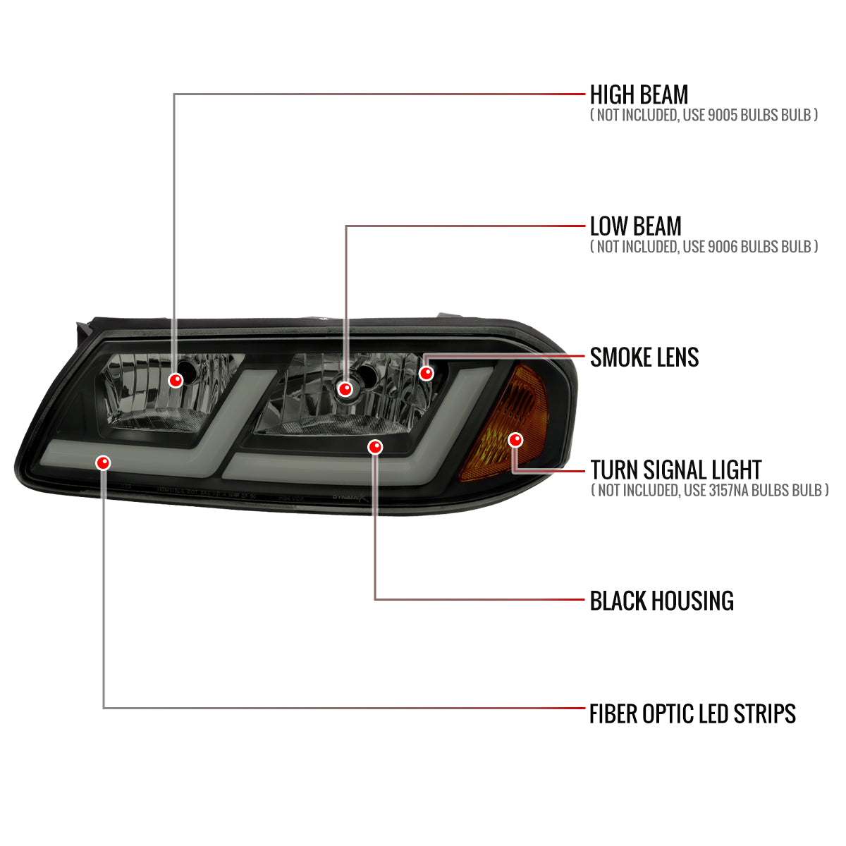 Spec-D 00-05 Chevy Impala Headlights LED Bar OEM Style Black/Smoked